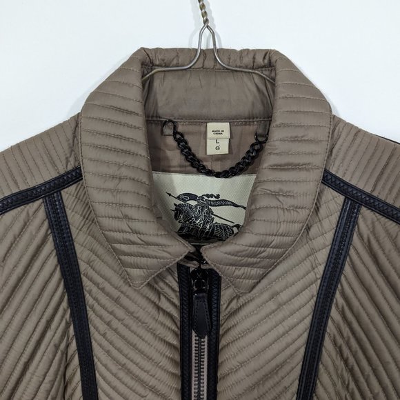 Burberry Quilted Leather Fitted Coat Taupe S:Large - Picture 7 of 7
